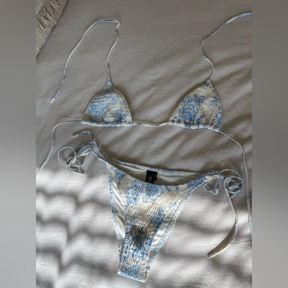 Triangl Swimwear Cream and Blue Bikini
